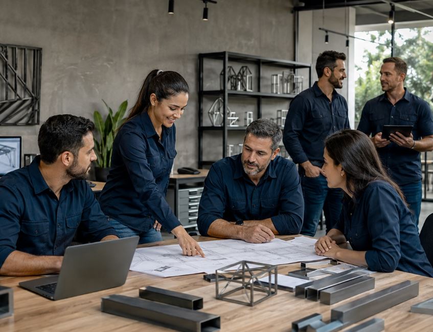 Equipe de serralheria pronta para atender
